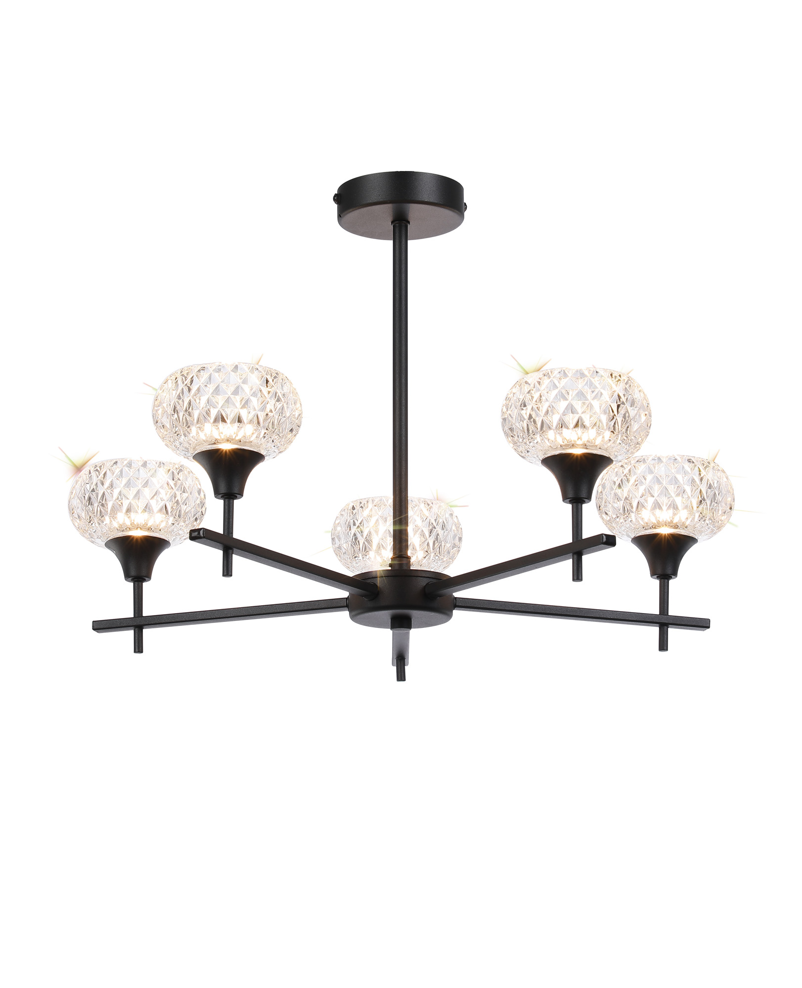 Aria Glass Fixed Pendant 5 Light IP44 Satin Black